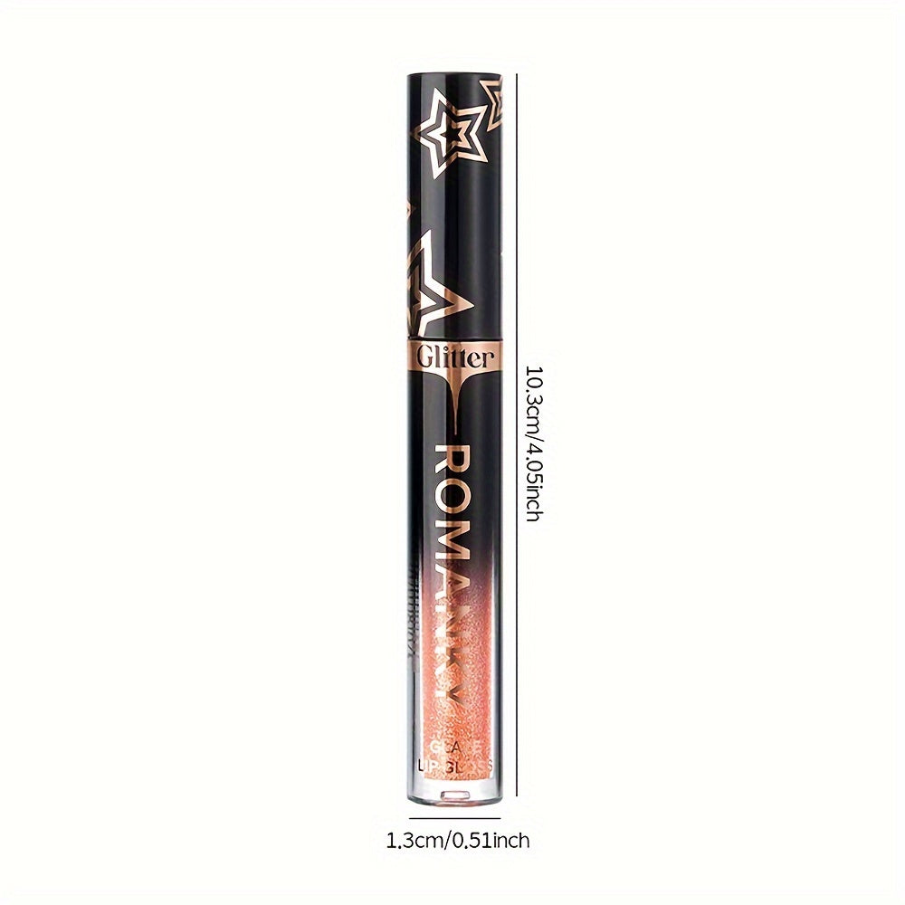 Women Pearlescent Liquid Lip Gloss Long-Lasting Shine Colors Orange Pink Red