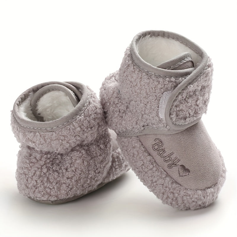 Baby Boys and Girls Winter Fabric Ankle Boots with Hook and Loop Fastener