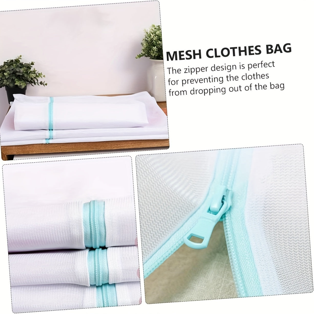 Large Polyester Mesh Laundry Bag 90x110cm Zipper Storage for Clothing and Bedding