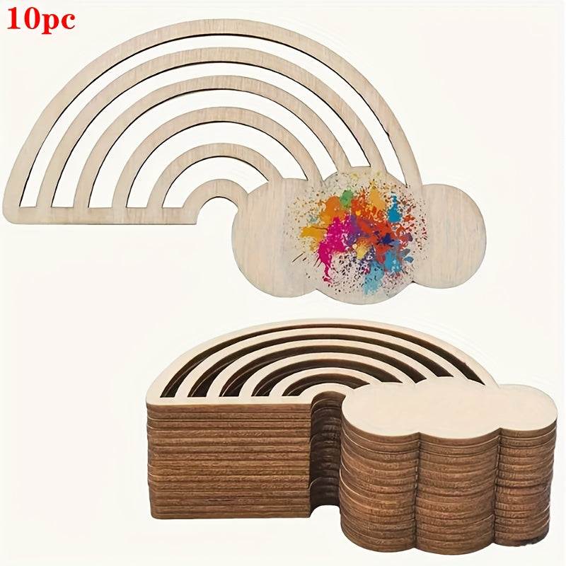 10-Pack Wooden Craft Decorations for DIY Painting Hanging Holiday Home Decor