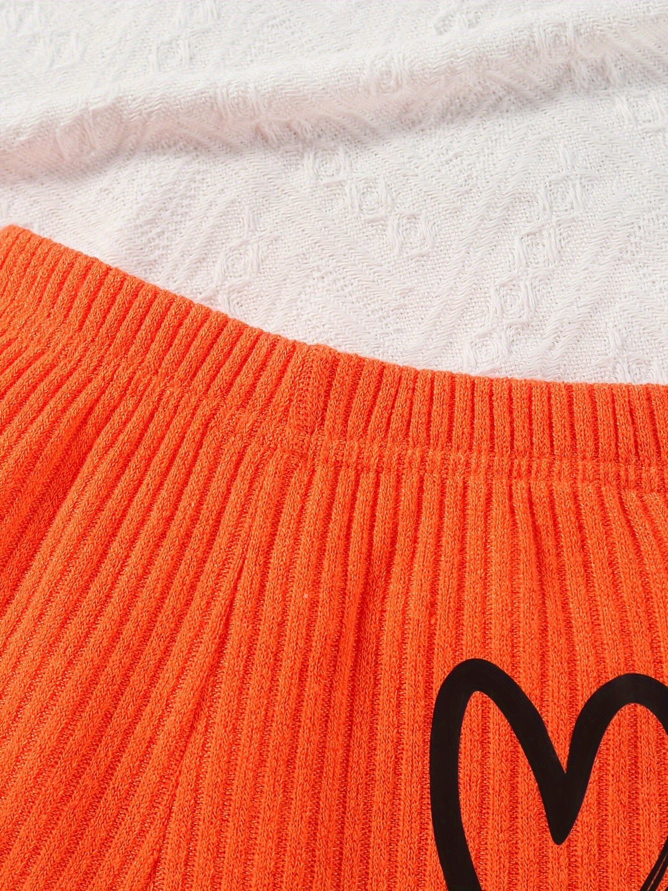 Girls Summer Outfit Set 4 Pieces Heart Print Tank Top and Shorts Polyester Knit Casual