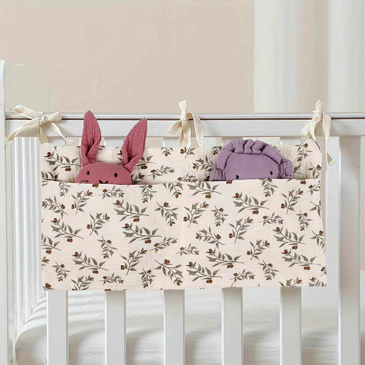 Organizador de almacenamiento para bebés para juguetes, pañales, biberones y encías de dentición, colgante para la cama, al lado de la cuna, cochecito