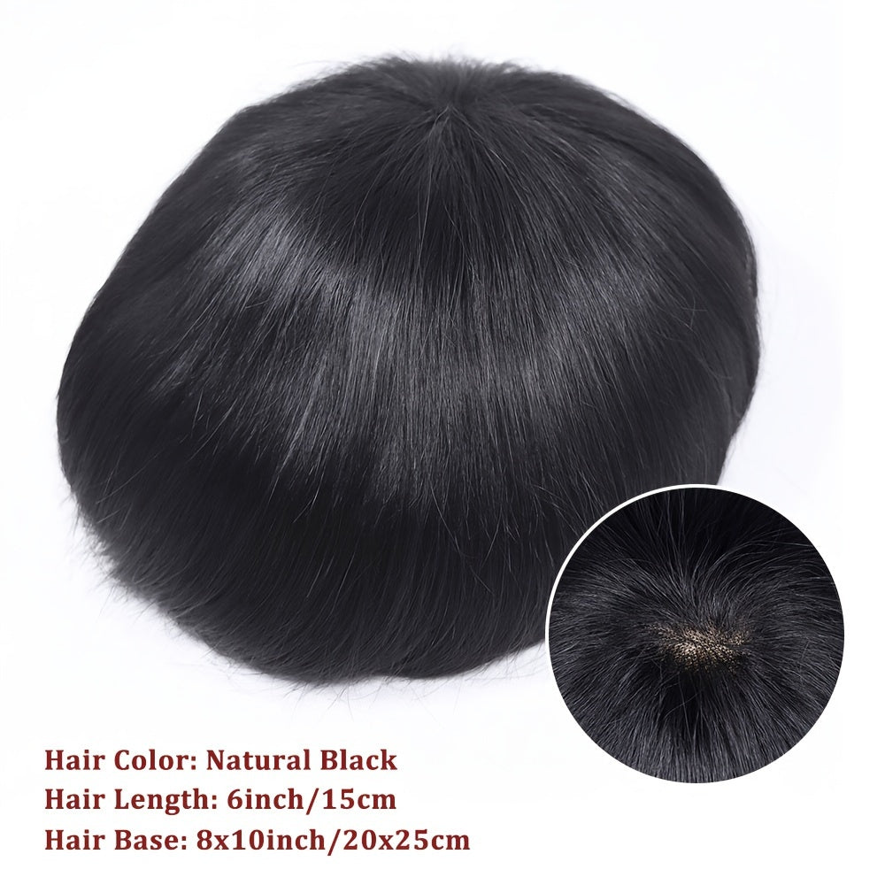 Men's Human Hair Wig with Mono Lace Cap Straight Hair All Ethnicities