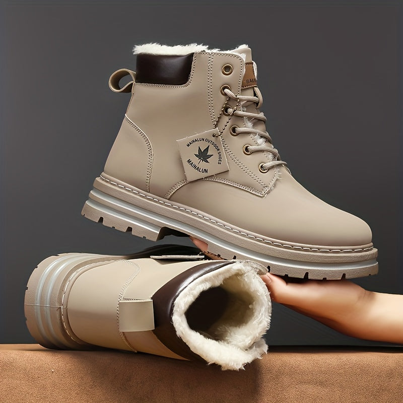Men's All-Season High-Top Snow Boots with Plush Comfort and Round Toe