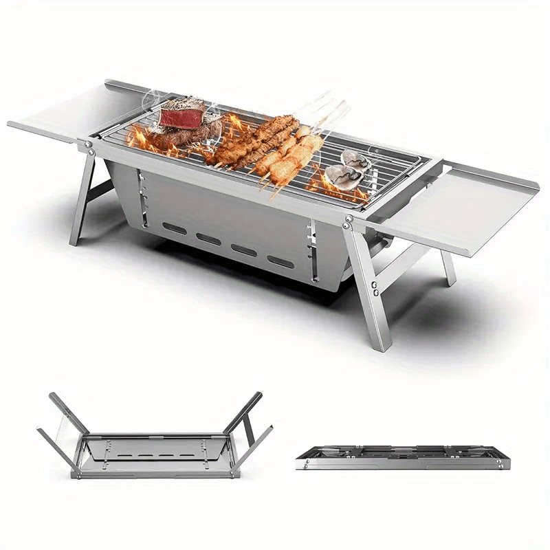 Sayohat, piknik va oilaviy tadbirlar uchun portativ zanglamaydigan po'latdan yasalgan yig'iladigan BBQ grill