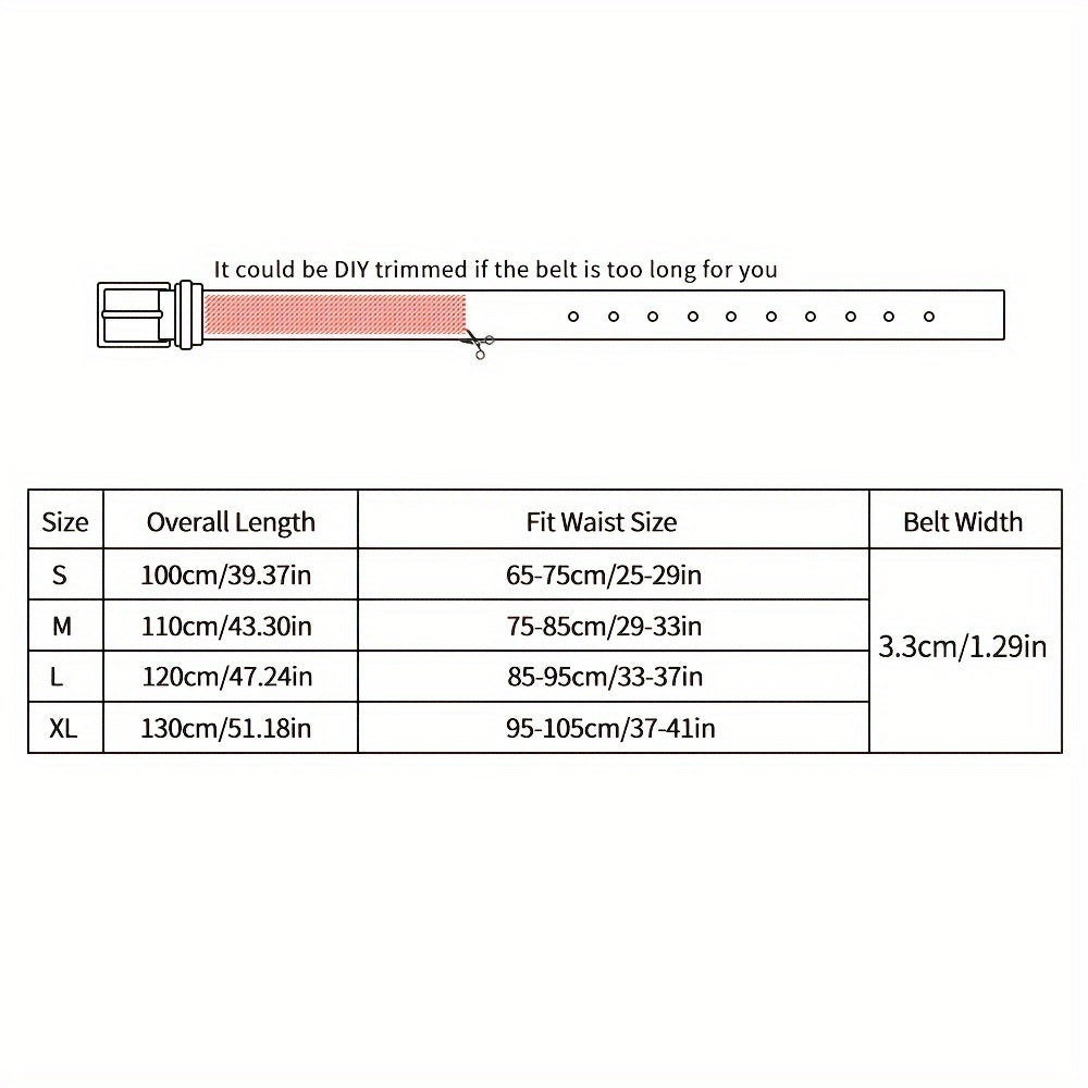 Women's Vintage Leather Belt with Rectangular Punk Buckle for Jeans