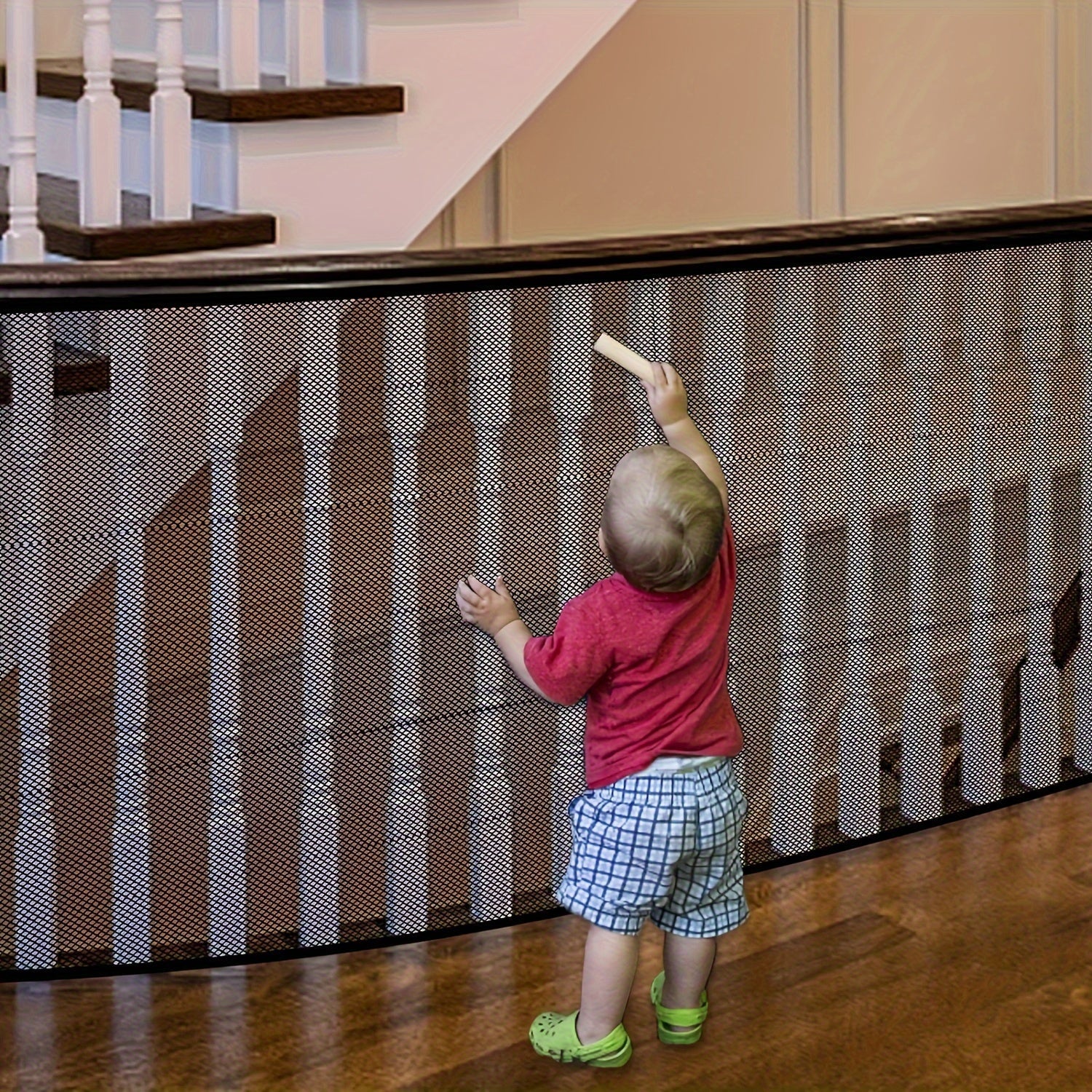 Child Safety Net for Staircase and Balcony Black Mesh Lead-Free for Children Ages 3-6 1 Set