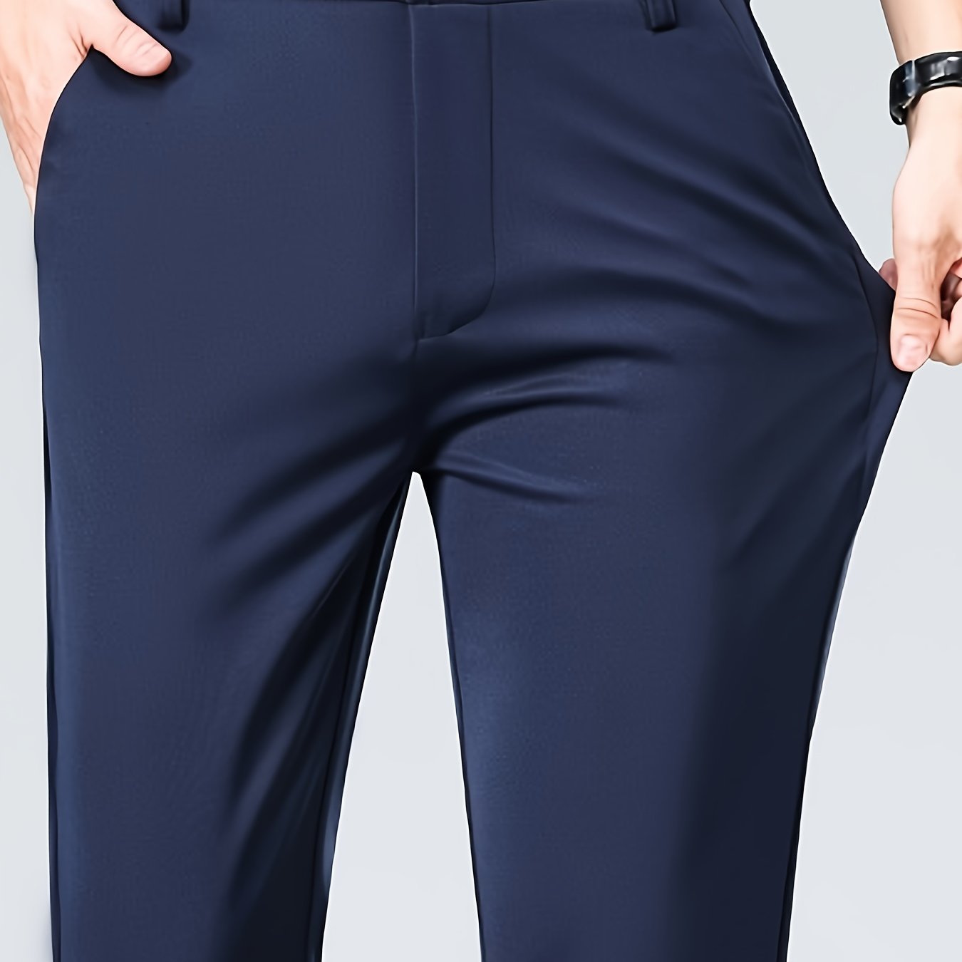 Pantalones rectos de poliéster y spandex para hombres para uso profesional y casual