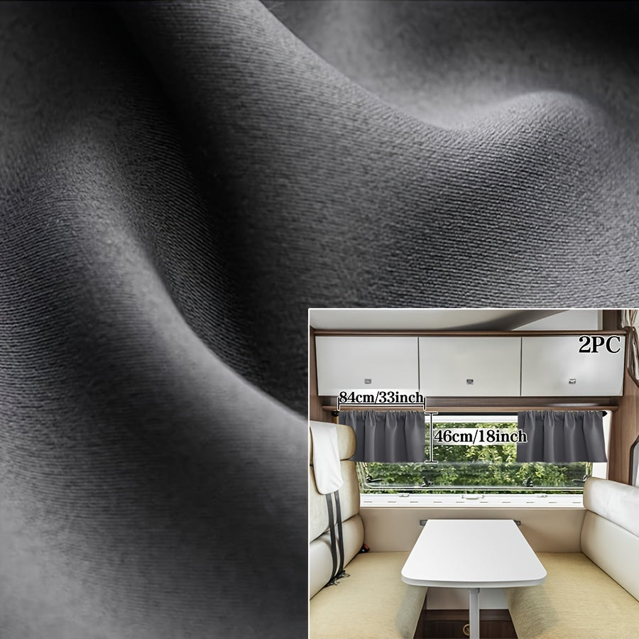 2-Pack RV Window Curtains Blackout Thermal Insulation Privacy Short Drapes Gray