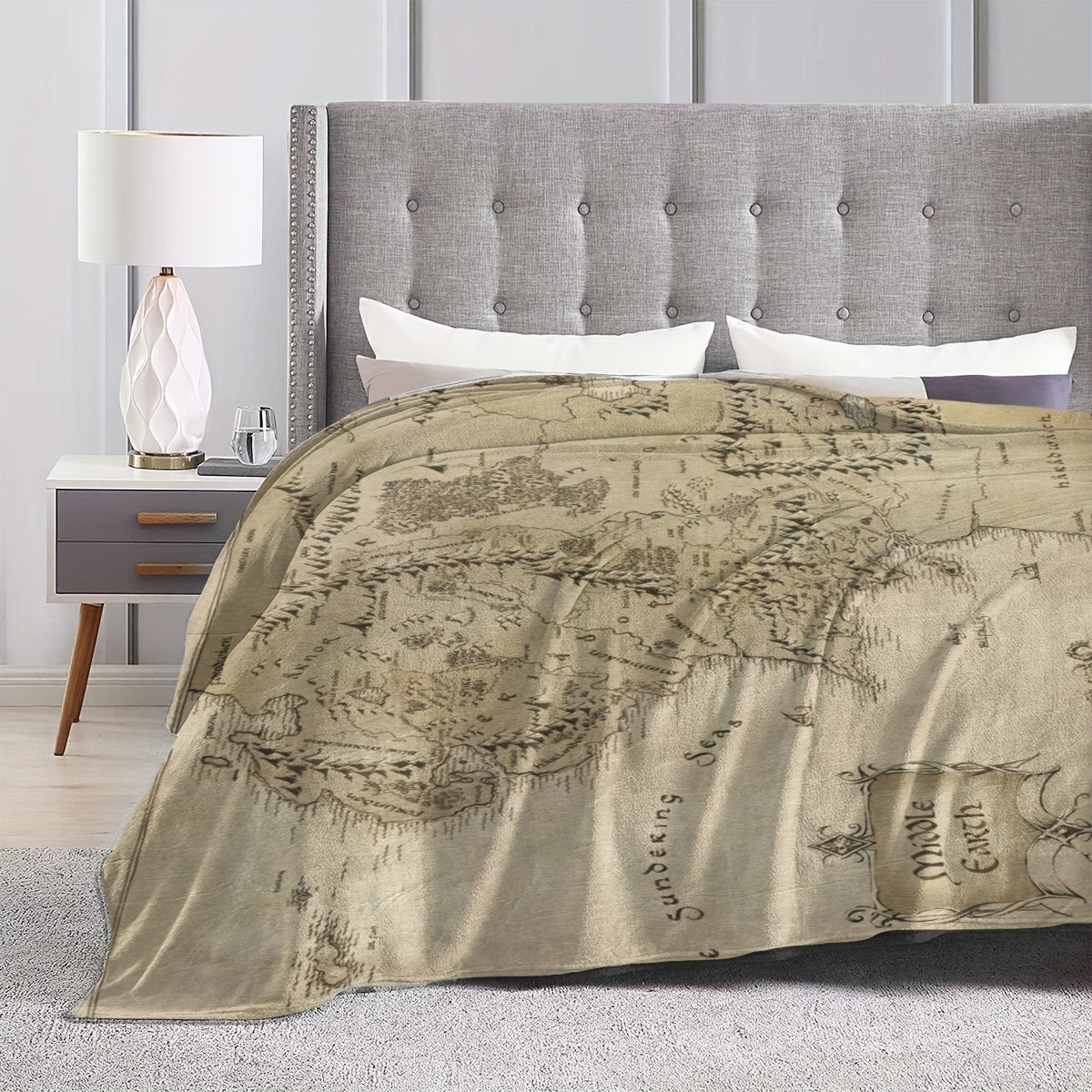 Lightweight Middle Earth Map Throw Blanket for Cozy Home Decor