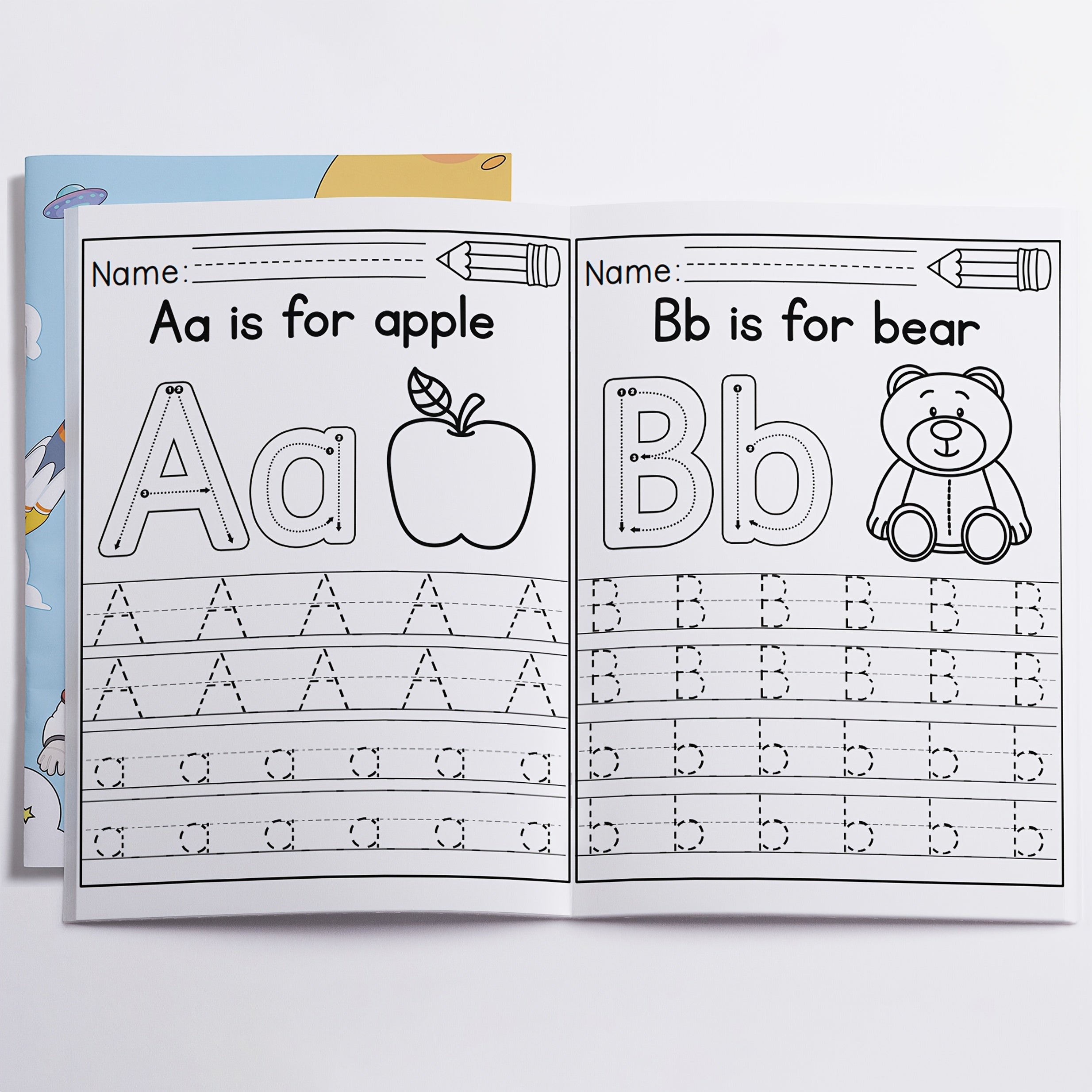 Cuaderno de aprendizaje del alfabeto para primeros aprendices Edición en inglés tamaño A4 Práctica educativa