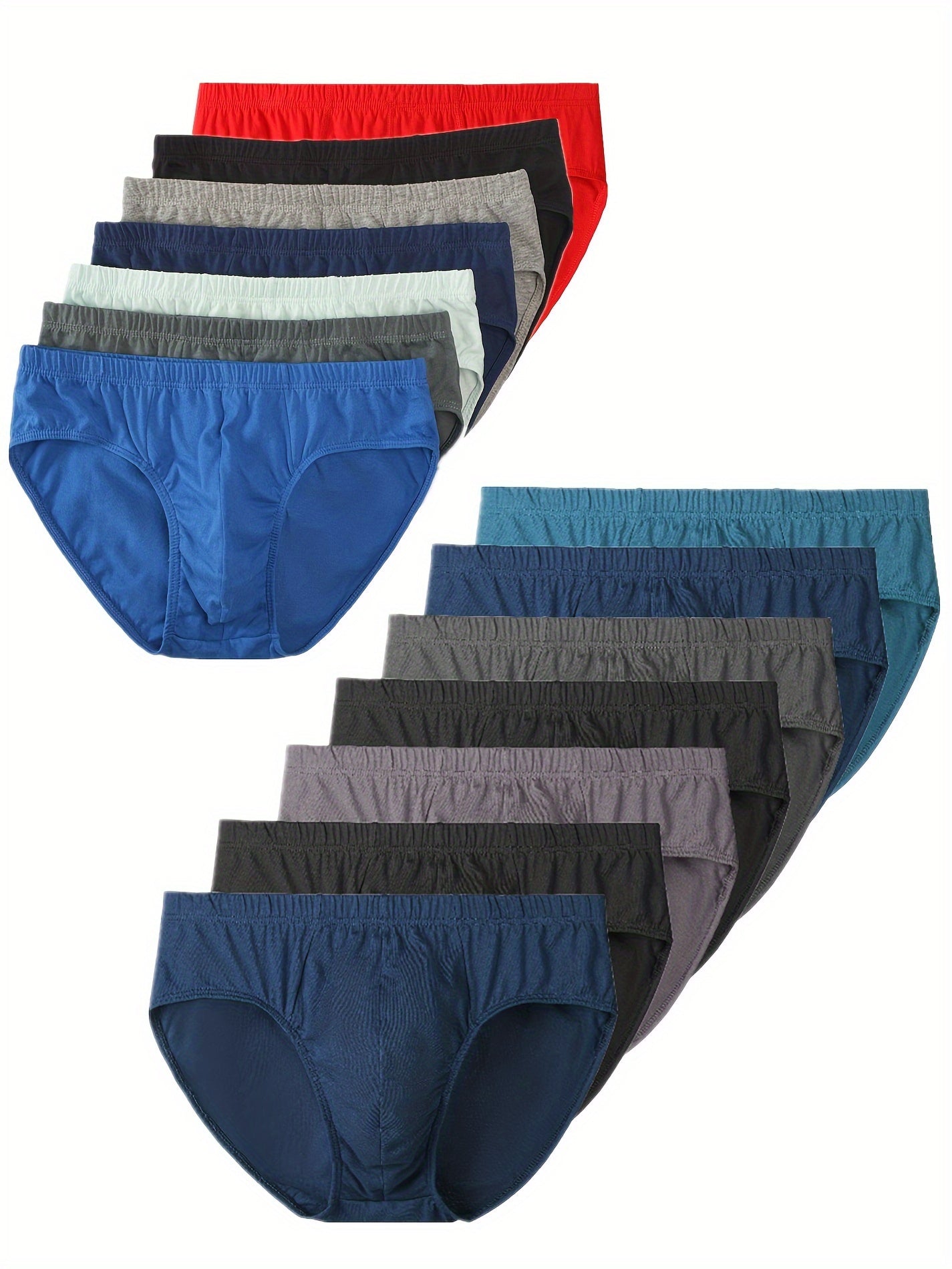 Men's Cotton Boxer Briefs 10 Pack Solid Color Breathable Mid-Rise Comfort Fit