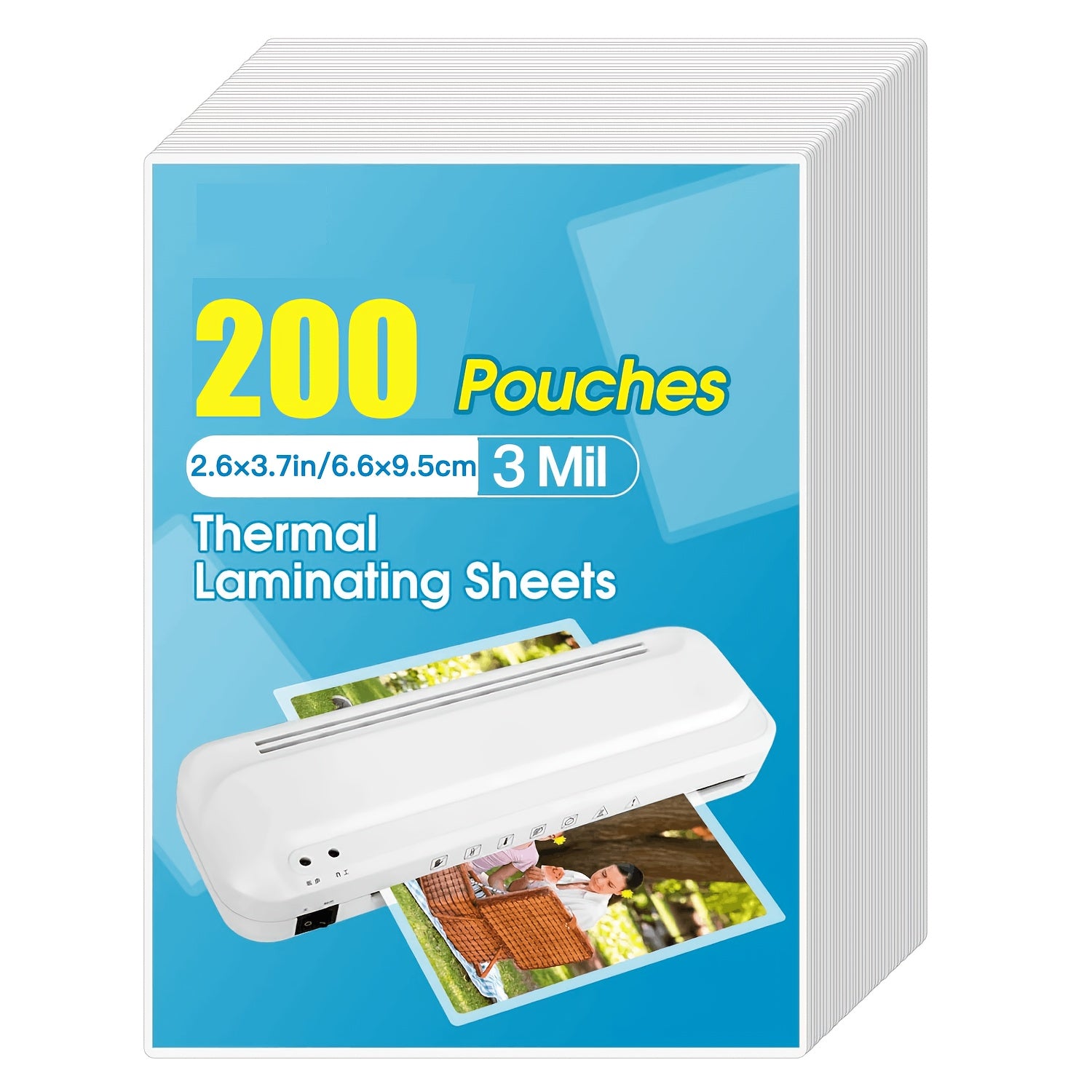100/200 Pcs Thermal Laminating Pouches 2.6x3.7 Inches Clear Plastic Sheets for Photos and Business Cards