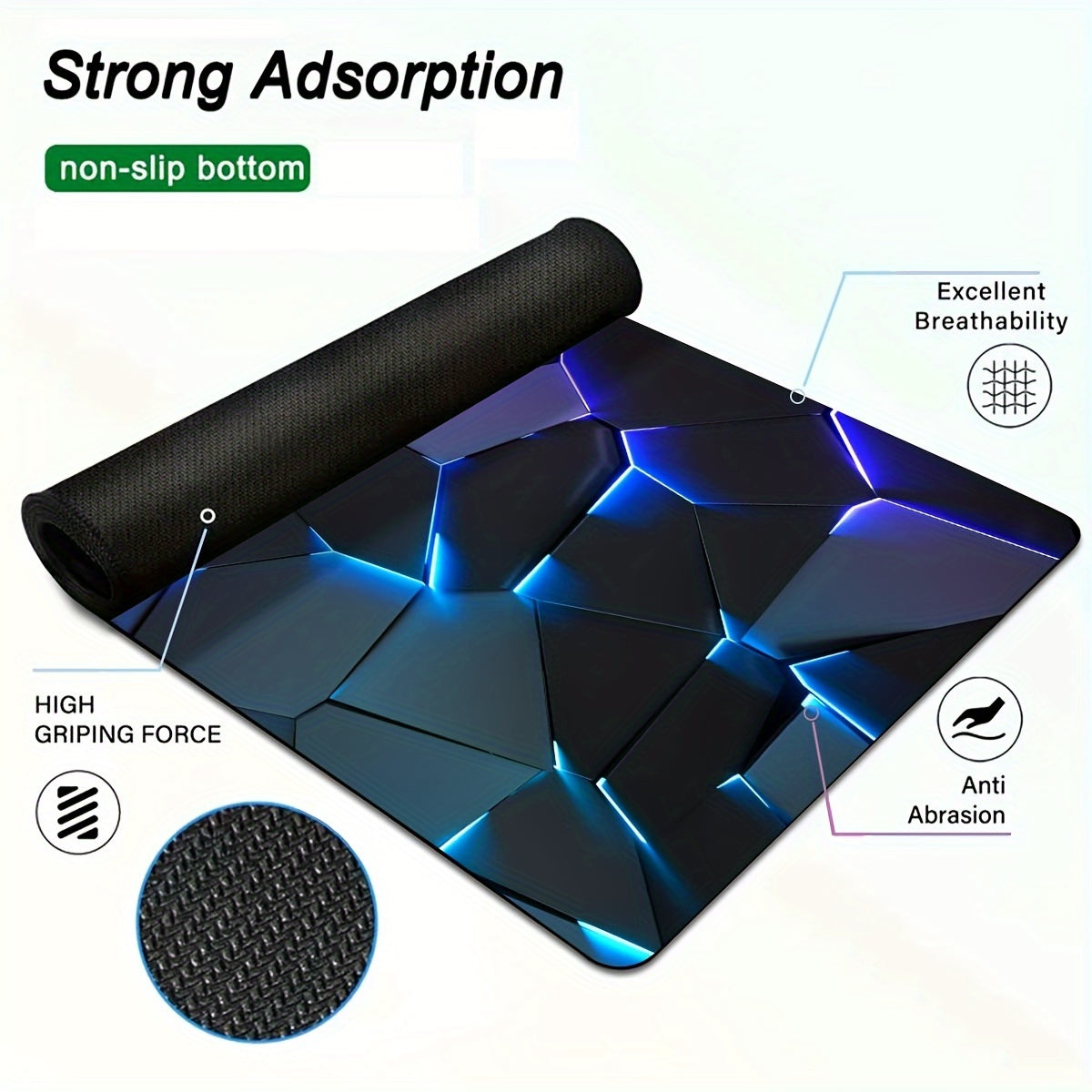 Geometric Gaming Mouse Pad Waterproof Non-Slip Polyester Desk Mat for Gamers and Office