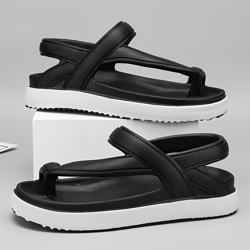 Women's EVA Flat Sandals Black and White Slip-On Open-Toe Casual Shoes