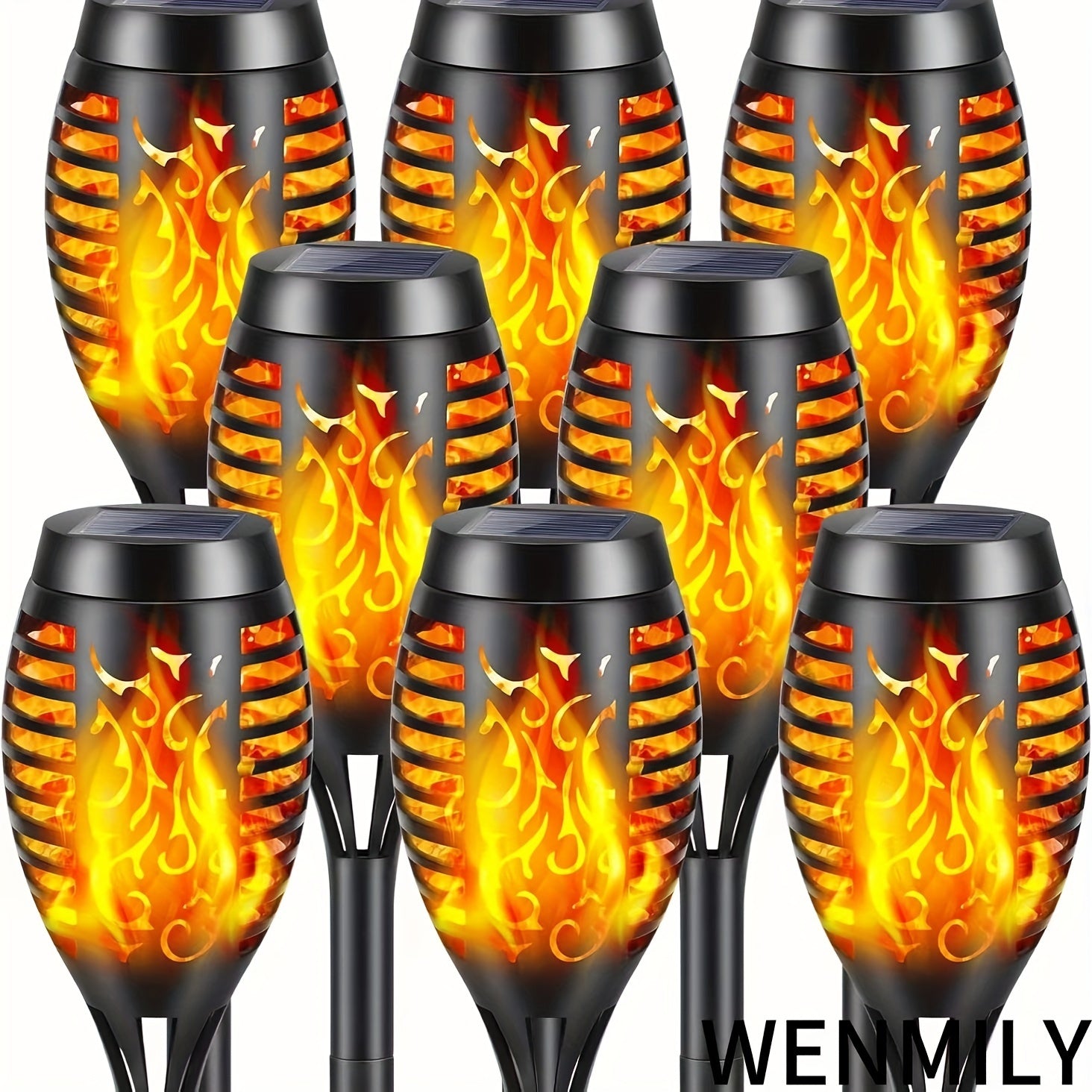 Outdoor Solar Flame Torch Lights 8-Pack Flickering Garden Pathway Lawn Decor