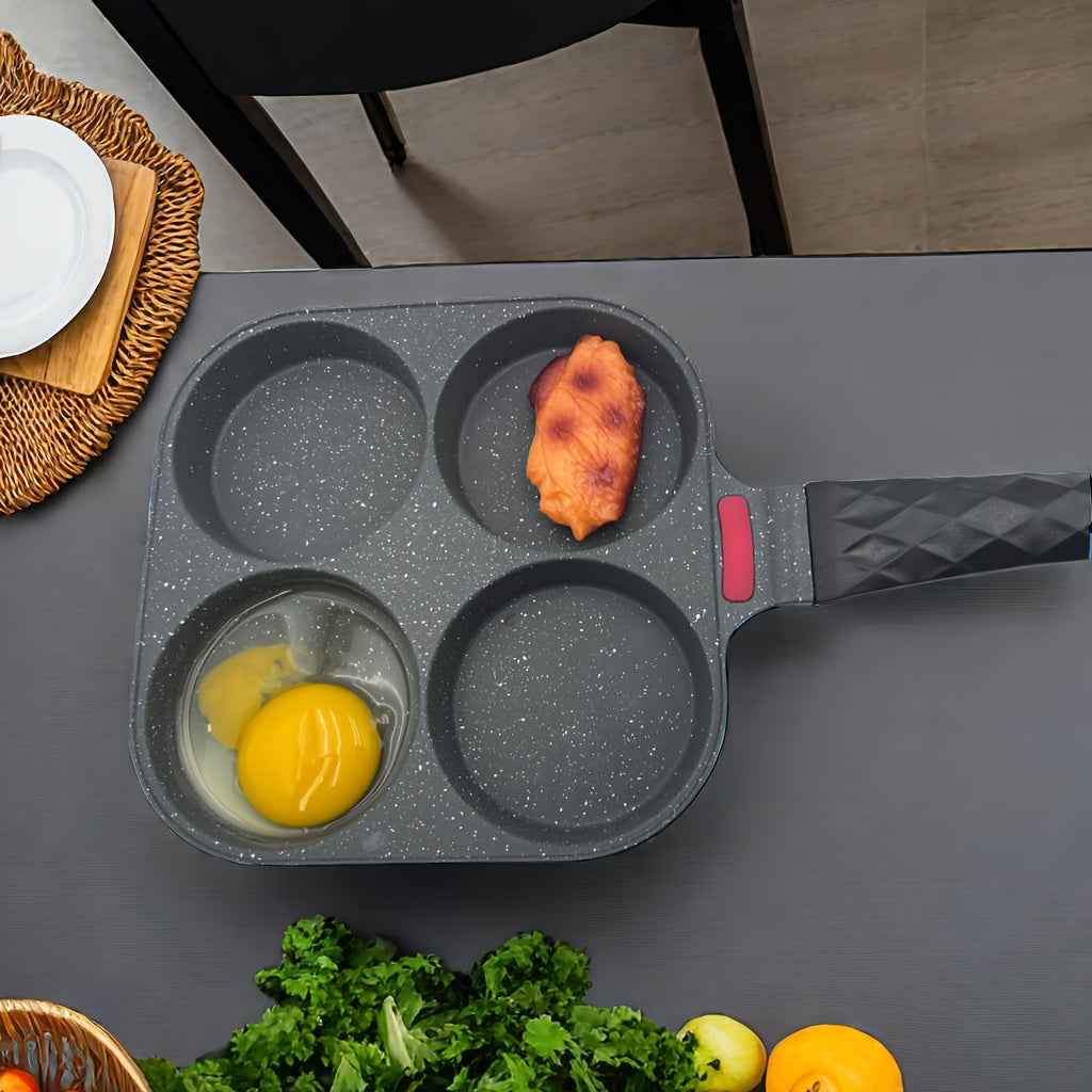 Nonstick 4-Cup Egg Pan Granite Nonstick Skillet for Eggs Pancakes Crepes Gas and Induction Stoves
