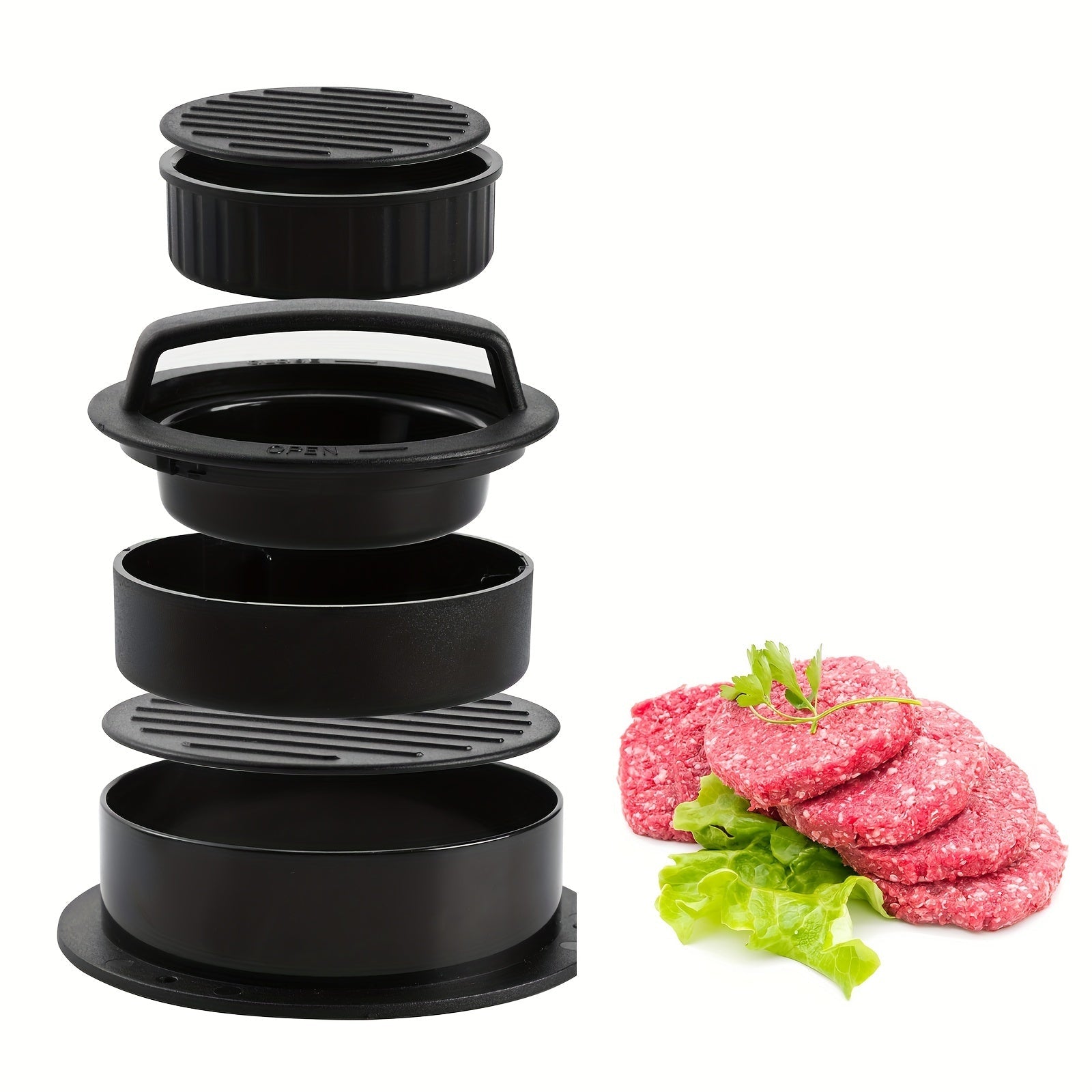 3in1 Burger Press Non-Stick Patty Maker for Perfect Burgers