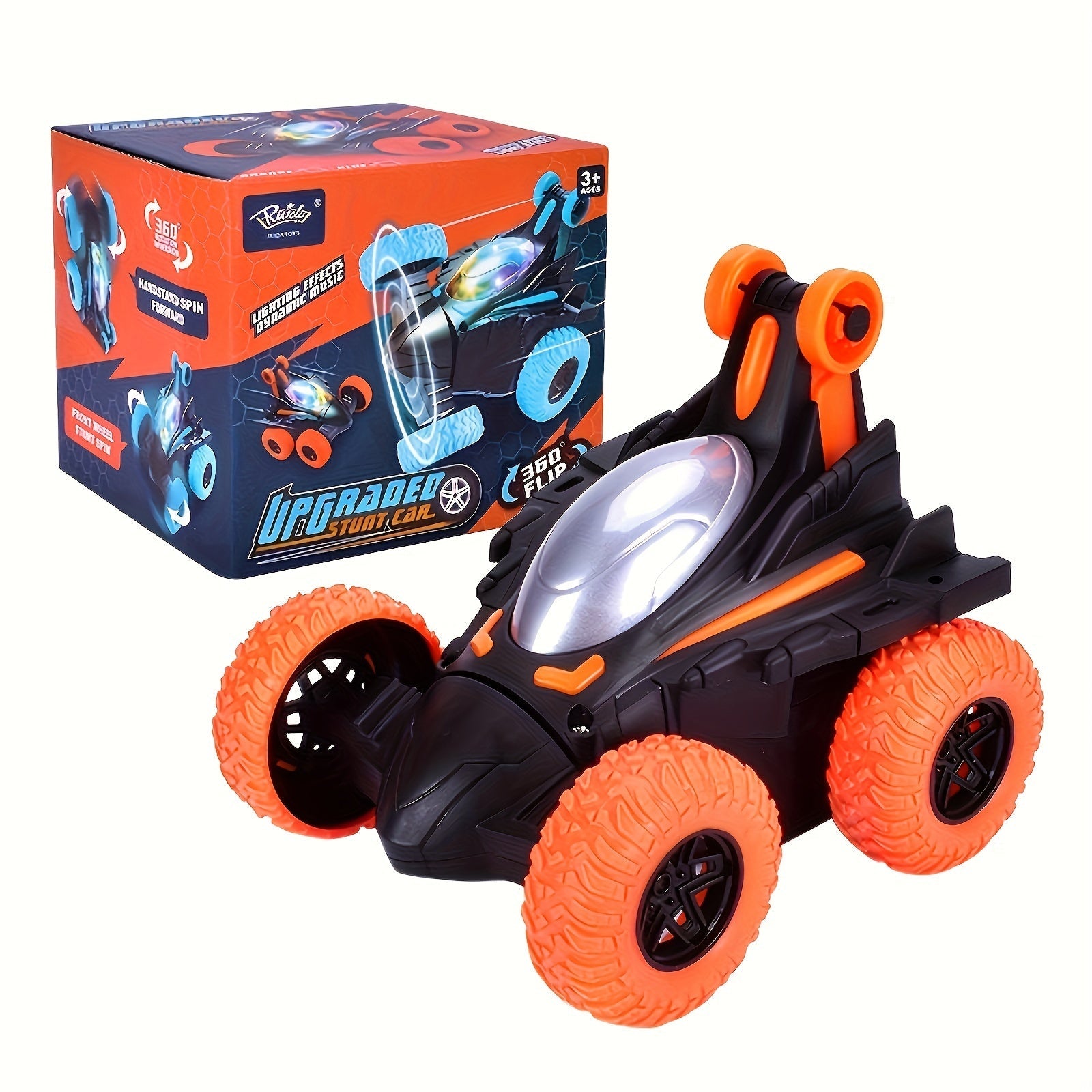 "Bolalar uchun 360-daraja aylanuvchi avtomobil o'yinchoq, chiroqlar va musiqa bilan, batareyada ishlaydigan plastikdan yasalgan, masofadan boshqarish pultiga ehtiyoj yo'q, o'g'il va qizlar uchun mos"