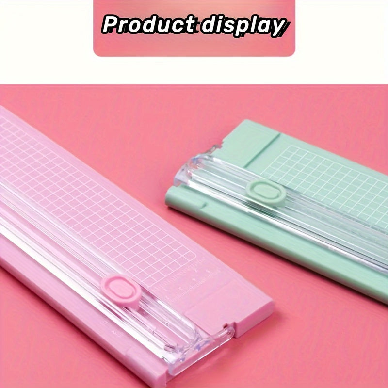 Compact A4 Paper Cutter with Ruler Dual-Direction for Photos and Stationery in Pink Blue Green Purple Black