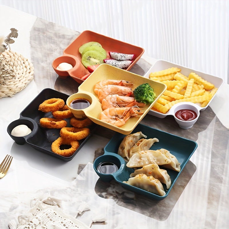 Japanese Snack Platter with Fries Dipping Sauce Sushi Dim Sum Dumpling Plates