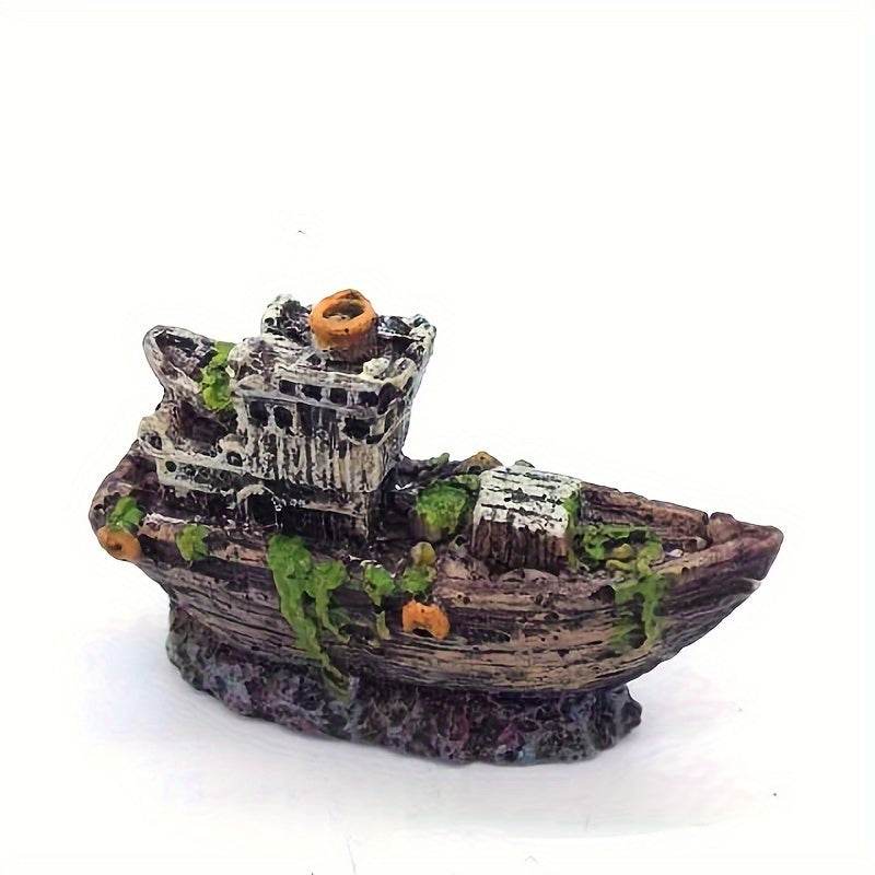 Mini Resin Pirate Ship Aquarium Decor Sinking Boat for Fish Tank