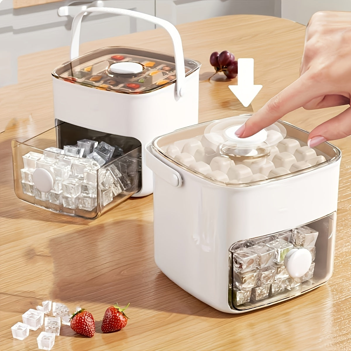 48 Ice Cube Molds with Lids Large Capacity Double-Layer Food Grade Plastic Kitchen Tool