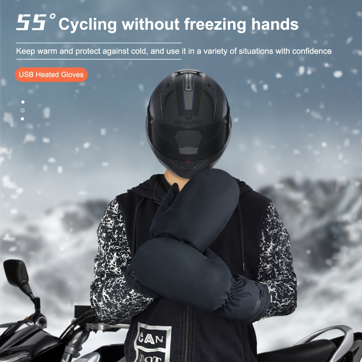 Uniseks isitiladigan shamol o'tkazmaydigan qo'lqoplar, suv o'tkazmaydigan, changyutgich, velosipedda, baliq ovlashda