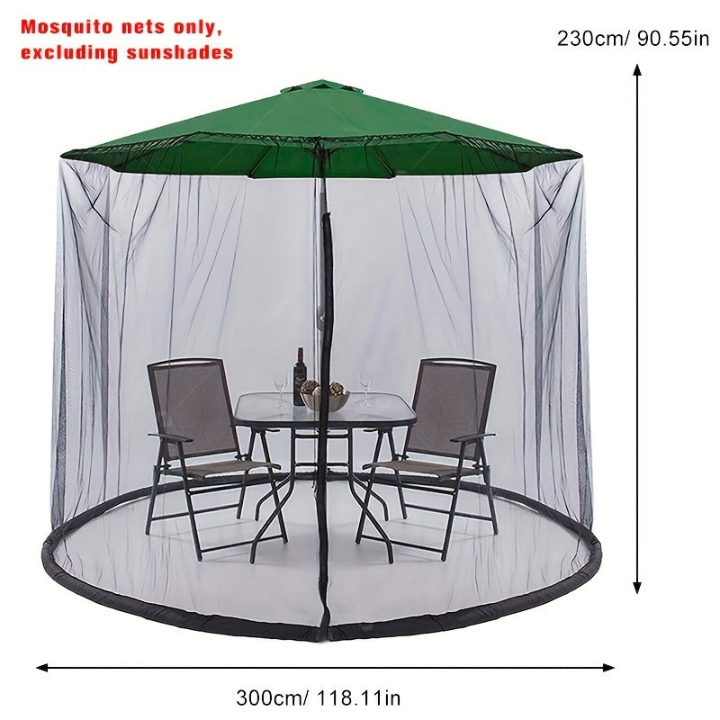 Patio Umbrella Cover Mosquito Net with Double Zipper Door and Adjustable Drawstring for 3.05 Meter Outdoor Garden Umbrellas