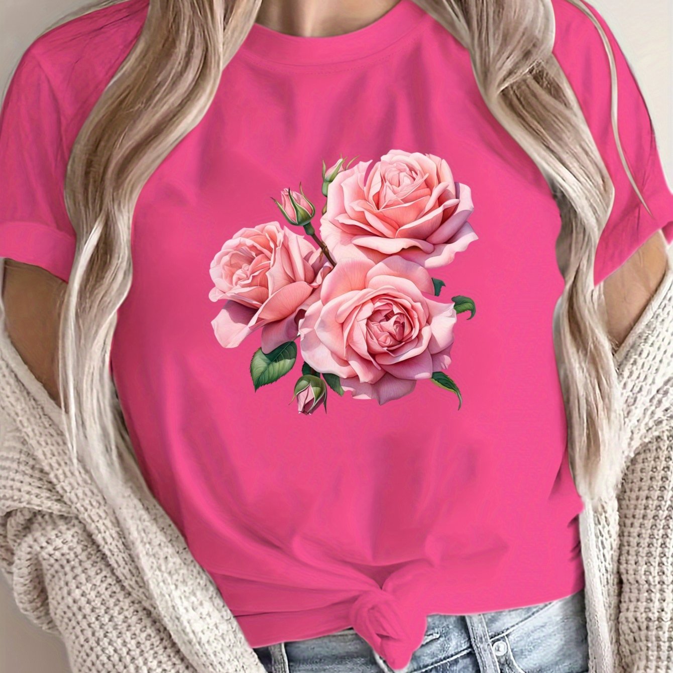 Women's Loose Large Size T-Shirt Summer Casual Short Sleeve Breathable Fabric