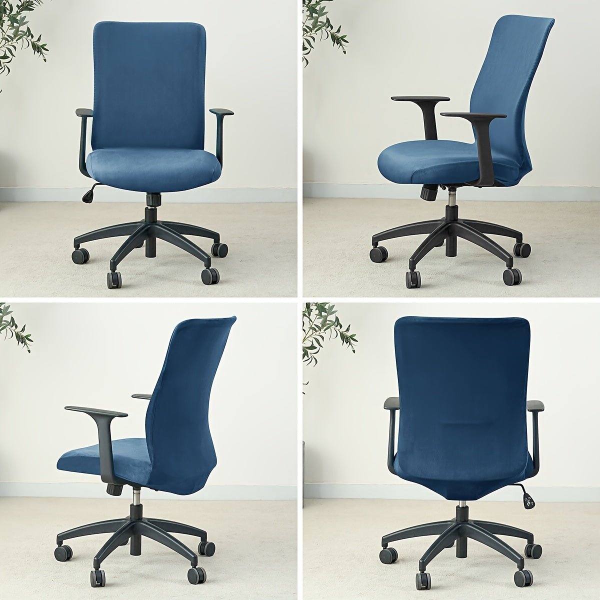 Elastik cho'ziluvchan va sirpanishga qarshi ushlovchi yumshoq velur ofis stuli qoplamasi, uy, mehmonxona va ofisda foydalanish uchun mos. Polyester va spandeks aralashmasidan tayyorlangan, mashinada yuvish mumkin.