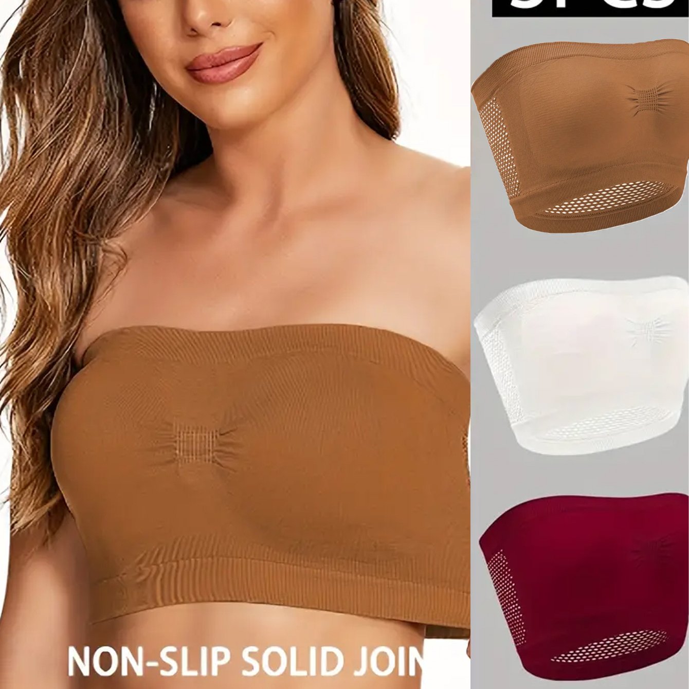 Women’s Stretchy Seamless Camisoles 3-Pack Black Beige Brown Plus Size Layering Tops