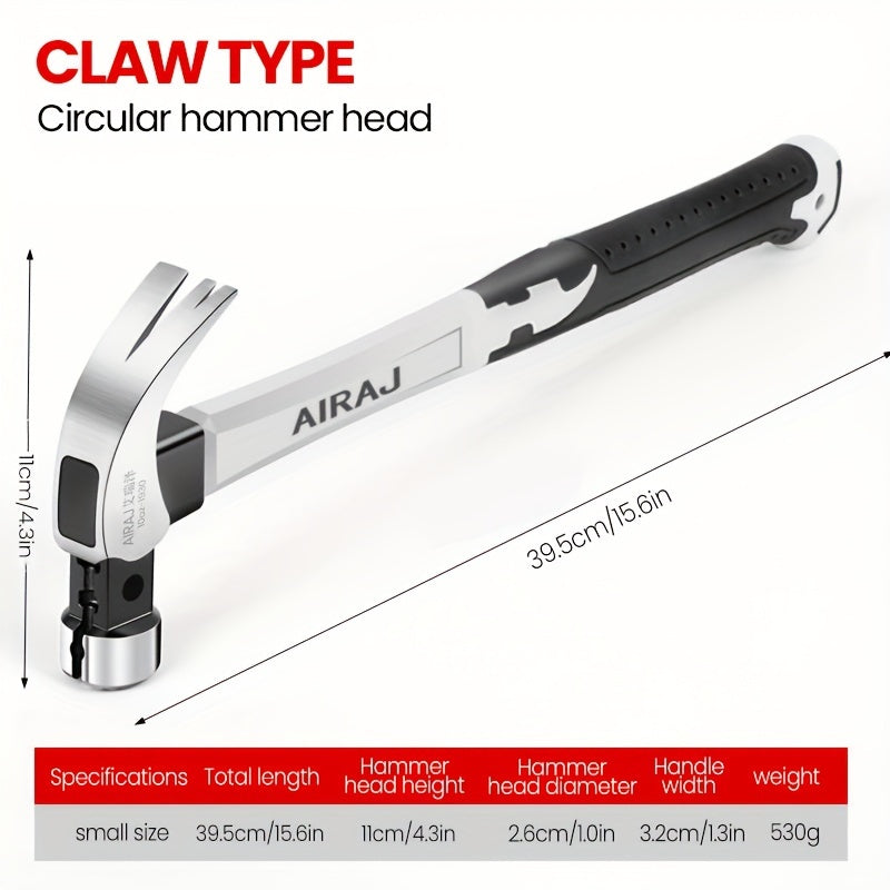 High-Carbon Steel Claw Hammer with Anti-Slip Grip for Industrial and Home Use Short or Long Handle