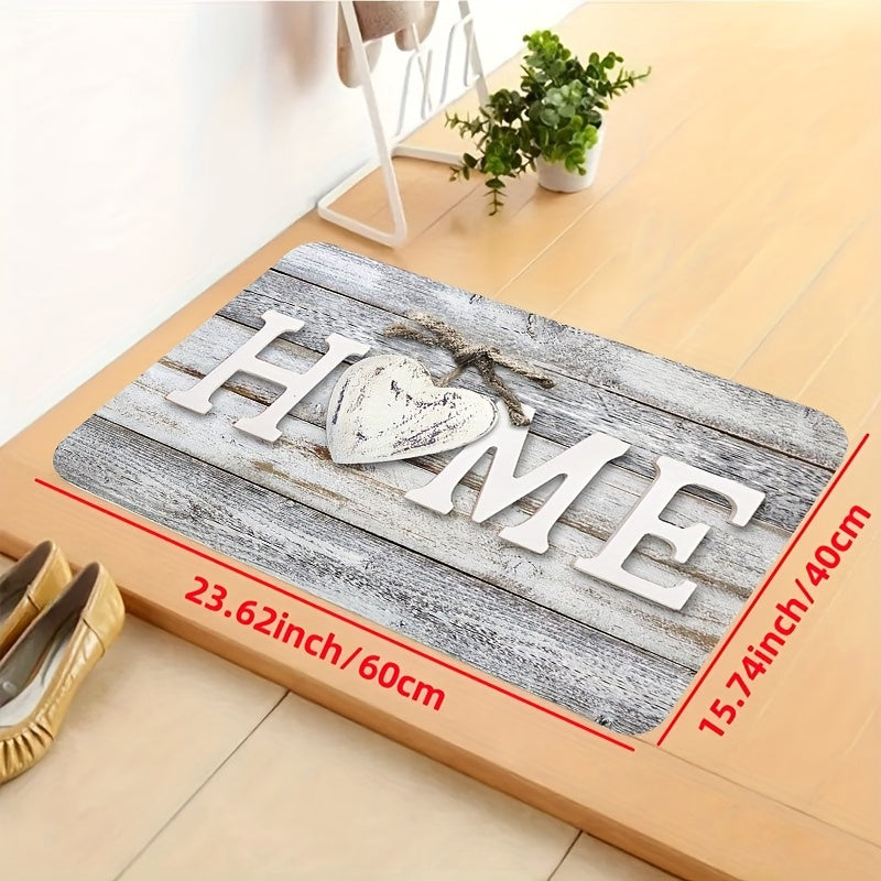 Коврик с рисунком из дерева и английскими буквами — уютный, пригодный для машинной стирки коврик для прихожей, гостиной, спальни — акцент в деревенском стиле, изготовлен из 100% полиэстера, прямоугольной формы