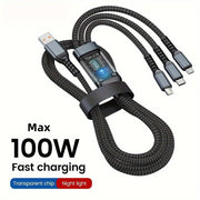 3-in-1 100W USB Type C Fast Charging Cable for Multiple Devices