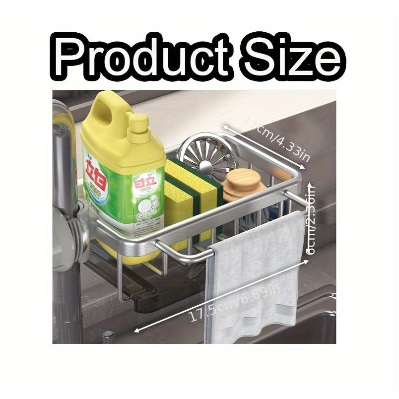 Multifunctional Kitchen Sink Storage Basket with Cloth Holder and Draining Tray