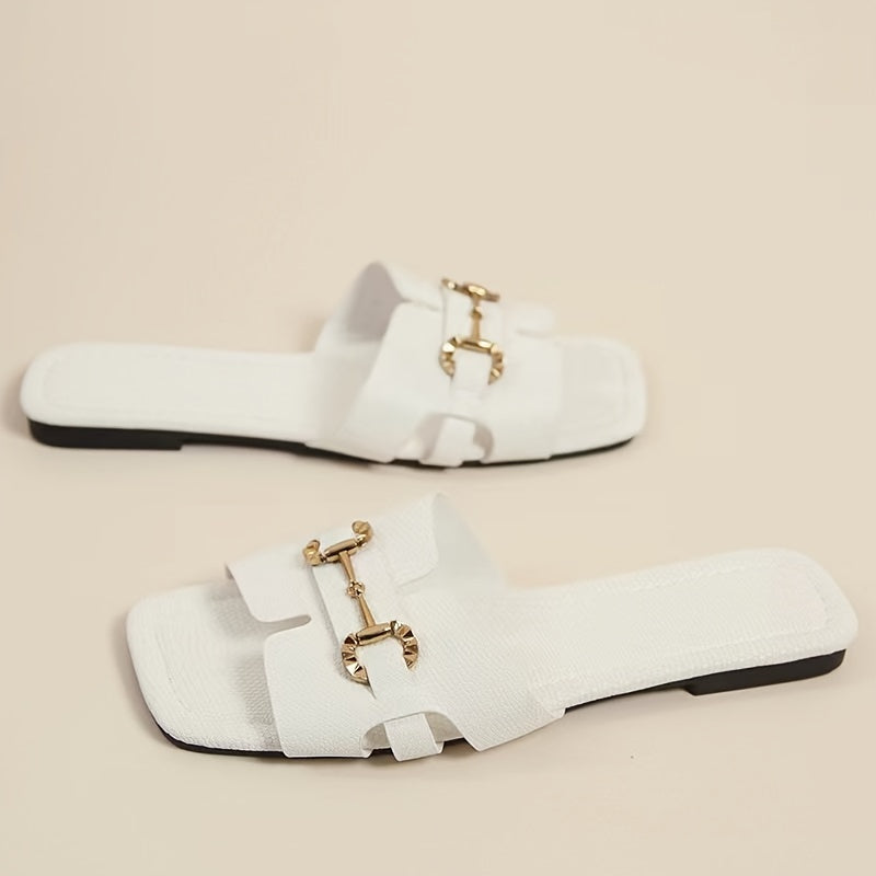 Women's Flat Slides Fashion Solid Color Open Toe Casual Summer Shoes