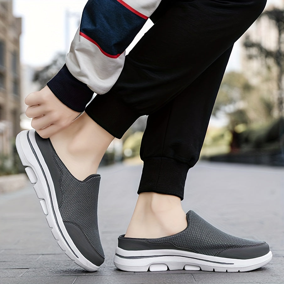 Мужские дышащие нескользящие домашние и уличные тапочки из ткани с резиновой стелькой