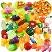 Kids Food Toy Set for Early Skill Development 24 Cutting Food Fruits Vegetables Multicolor