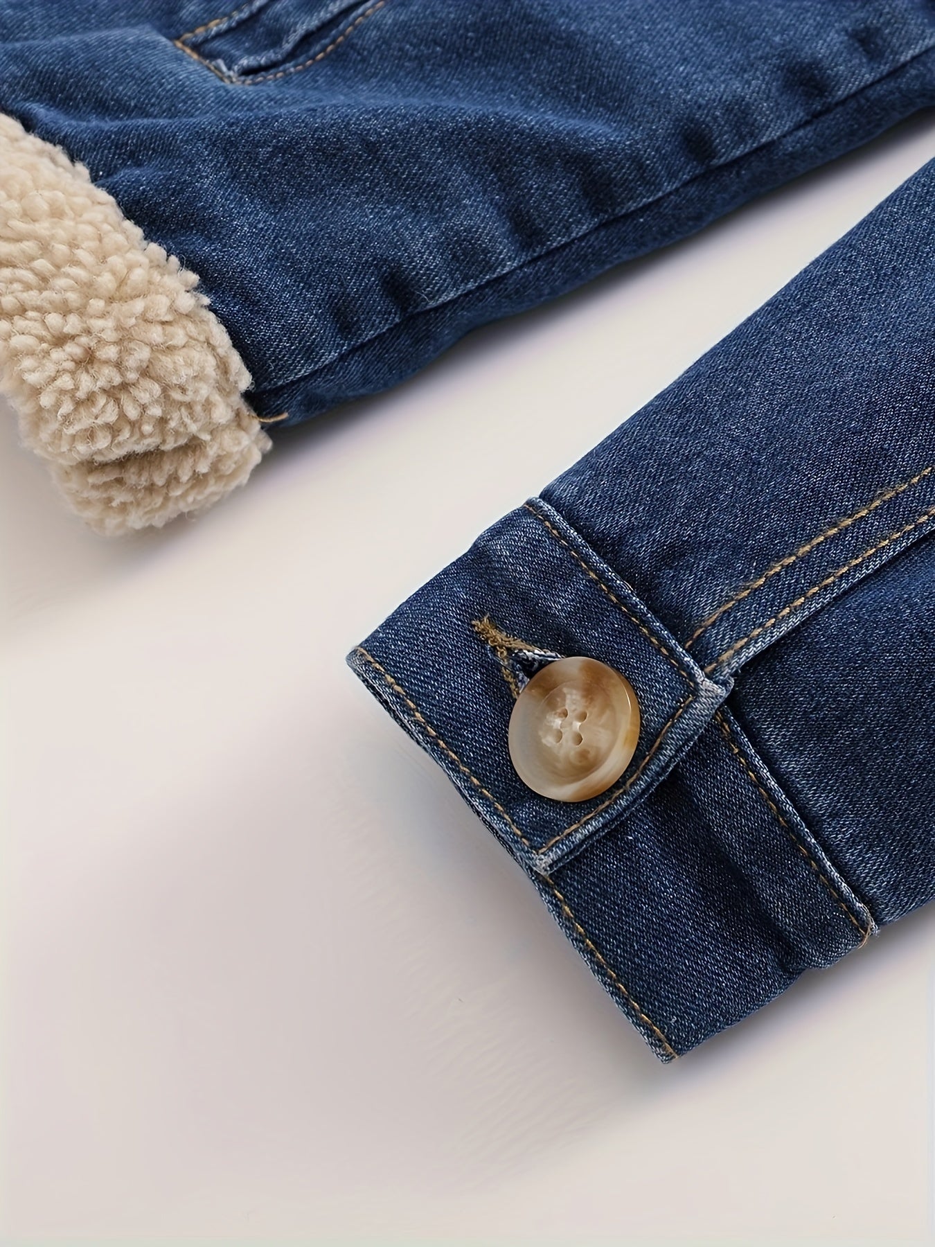 Plus Size Denim Jacket for Women Fleece-Lined Casual Coat with Pockets