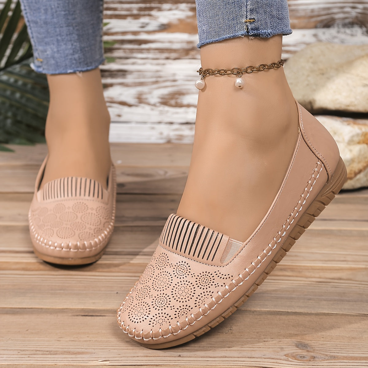 Women's Casual Slip-On Flats Faux Cover Upper Soft Fabric Lining