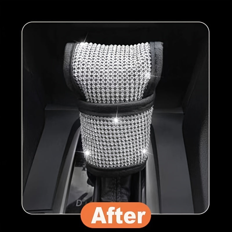 Avtomobil uzatish vintlari qopqog'i PU charmli dekorativ uzatish qopqog'i bilan soxta olmos dizayni