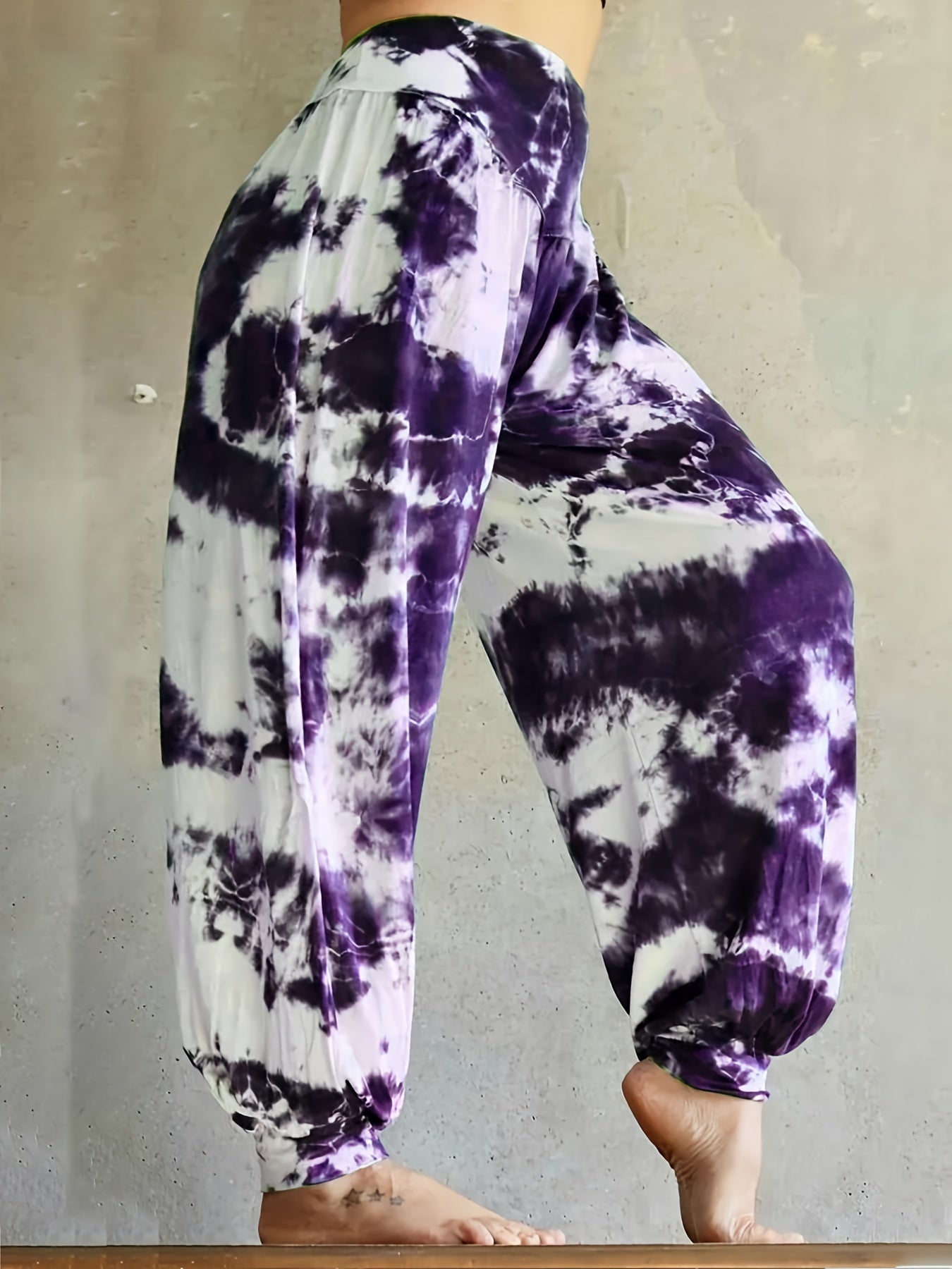 Plus Size Tie Dye Joggers Casual Elastic Waist Pants for Spring Summer Women