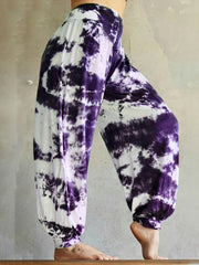 Pantalones joggers de talla grande con estampado tie dye, pantalones casual de cintura elástica para primavera y verano, mujer