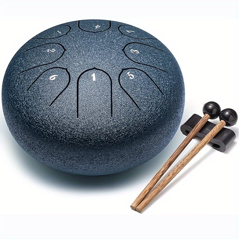 6-Inch Steel Drum with 8 Tones, Bag, Mallet, and Music Book for Meditation and Music Education