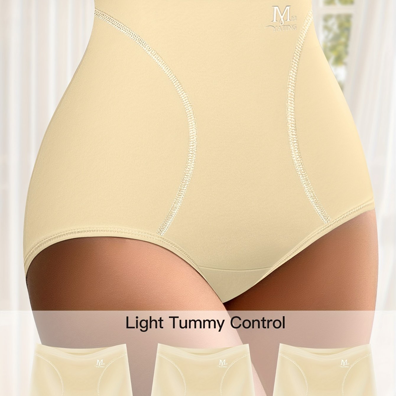 Women's High Waist Briefs Pack of 3 Letter Pattern Pipping Soft Tummy Control Underwear