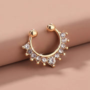 Uniseks rhinestone mis bakir burun qopqog'i, teshiksiz moda tanasi zargarlik buyumlari