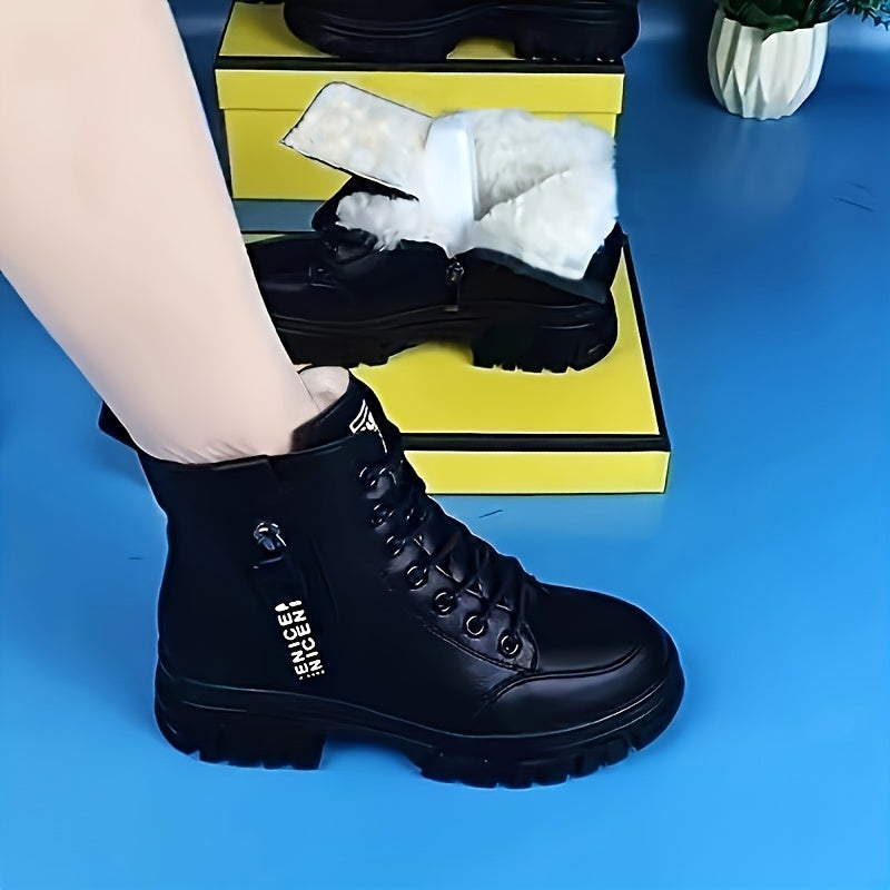 Women's Fleece Winter Boots Non-Slip Flat Bottom Warm Shoes