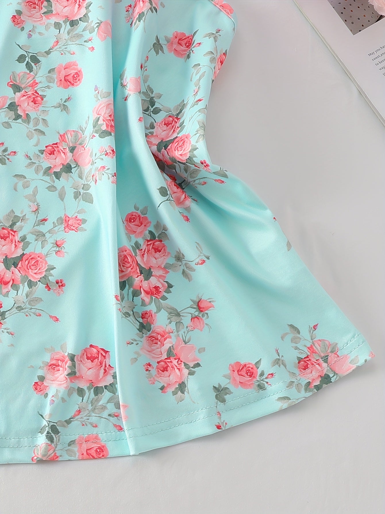 Women's Floral Pajama Set Soft Polyester Knit Tie Front Top Shorts Sleepwear