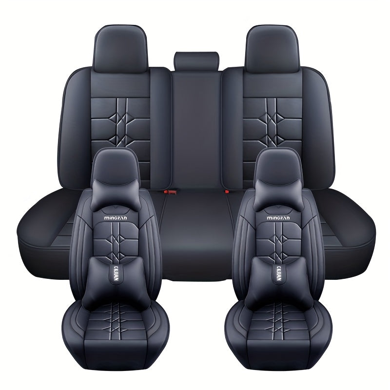 Universal Car Seat Covers All-Season PU Leather Full Coverage Seat Cushion Set